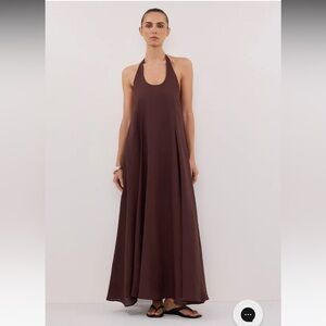 Dissh Abby Brown Halter Linen Dress